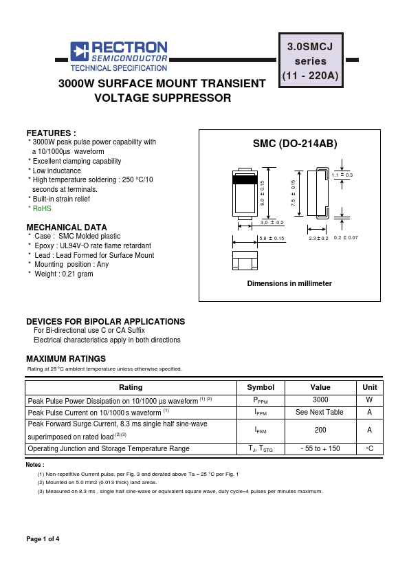 3.0SMCJ210A