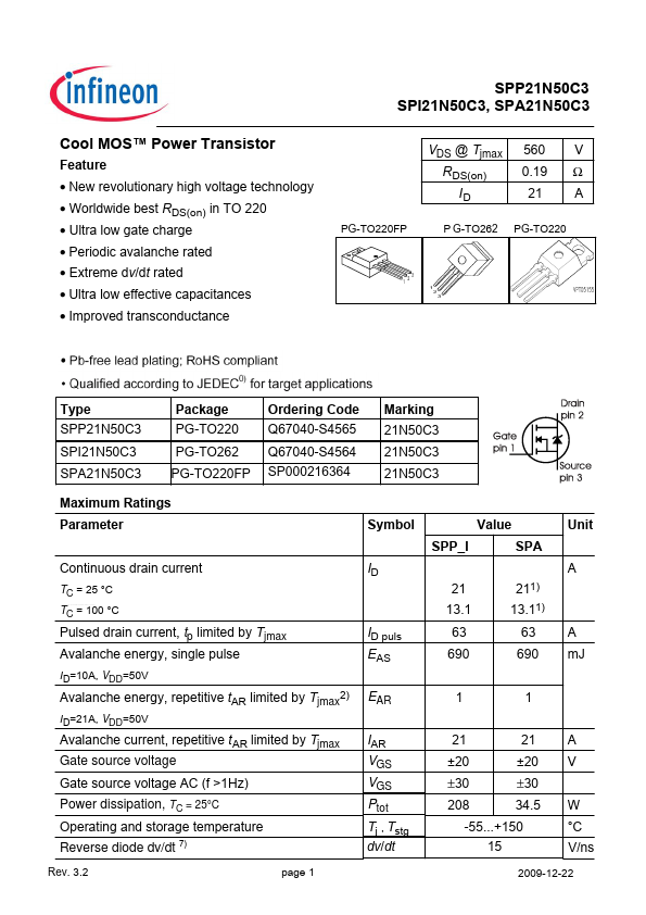 SPA21N50C3