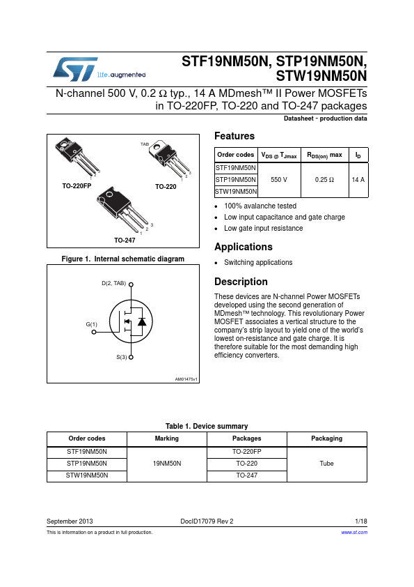 STW19NM50N