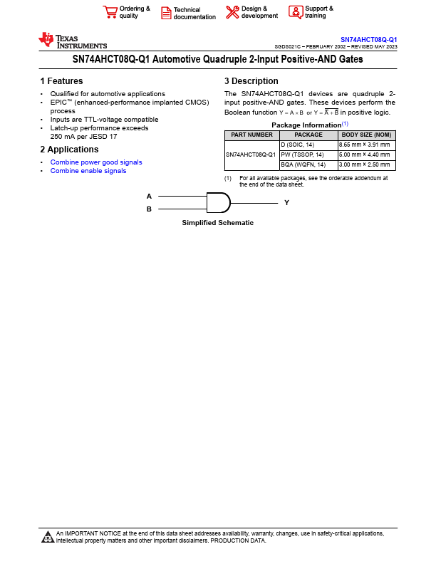 SN74AHCT08Q-Q1