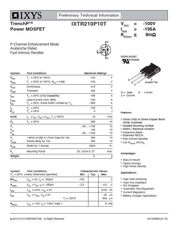 IXTR210P10T