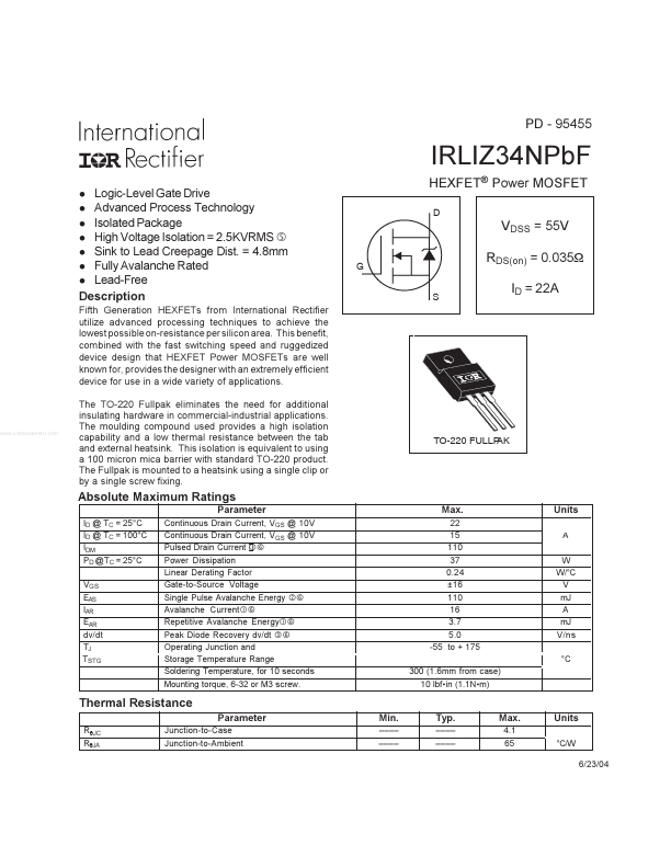 IRLIZ34NPBF