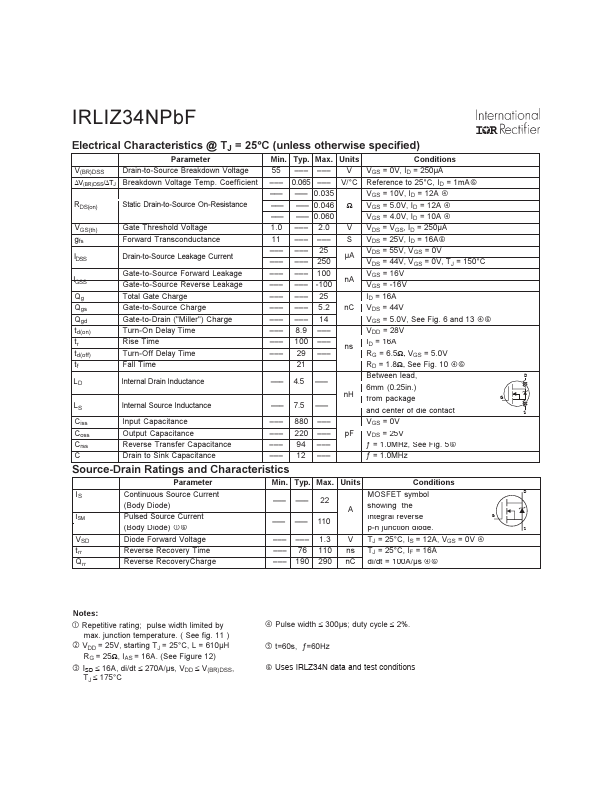 IRLIZ34NPBF