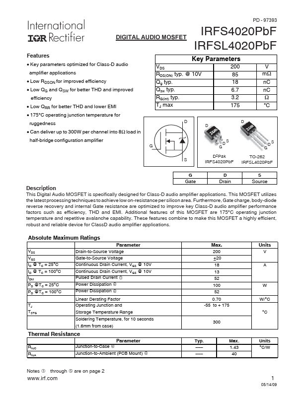 IRFS4020PbF