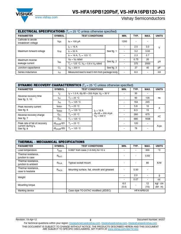 VS-HFA16PB120PbF