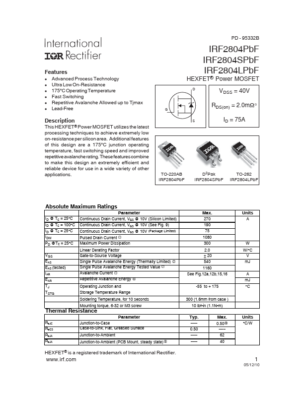 IRF2804SPbF