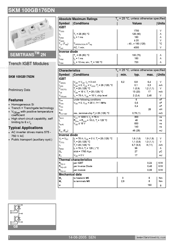 SKM100GB176DN