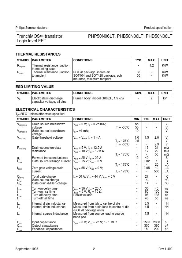 PHD50N06LT