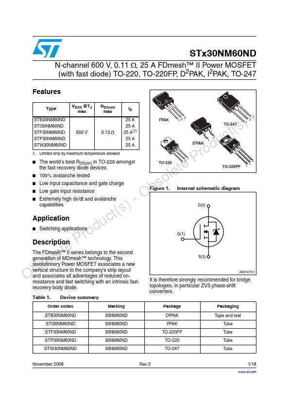 STW30NM60ND