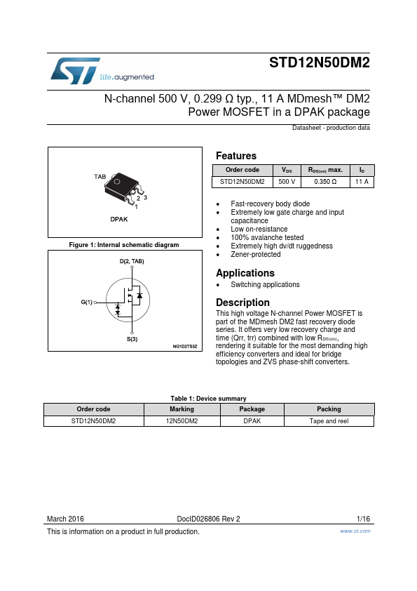 STD12N50DM2