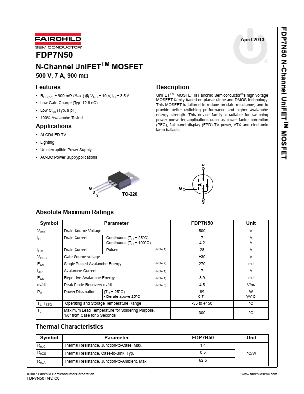 FDPF7N50