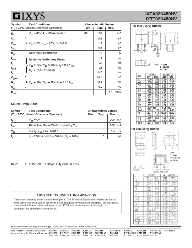 IXTA02N450HV