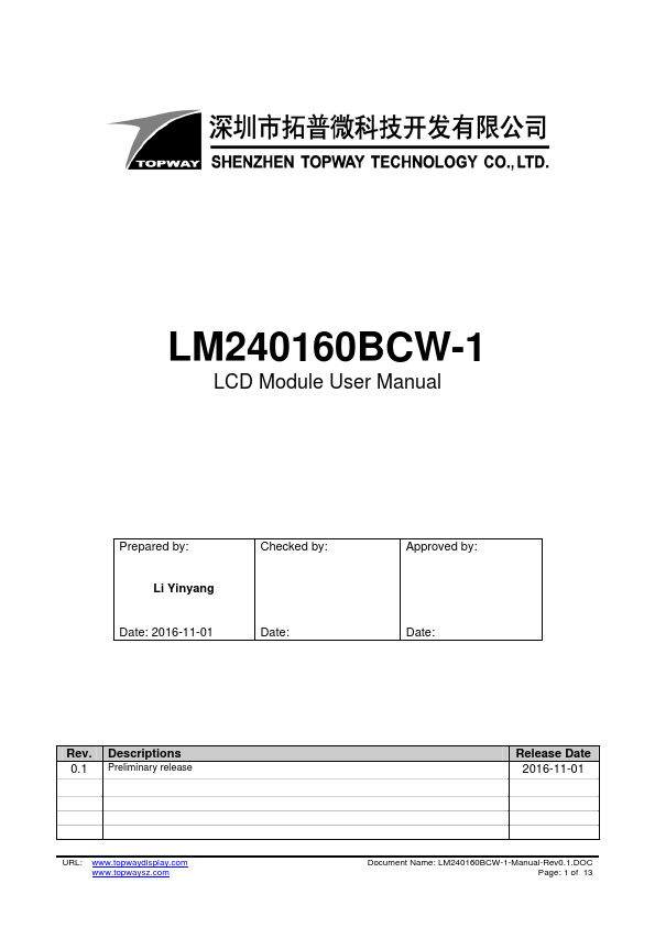 LM240160BCW-1