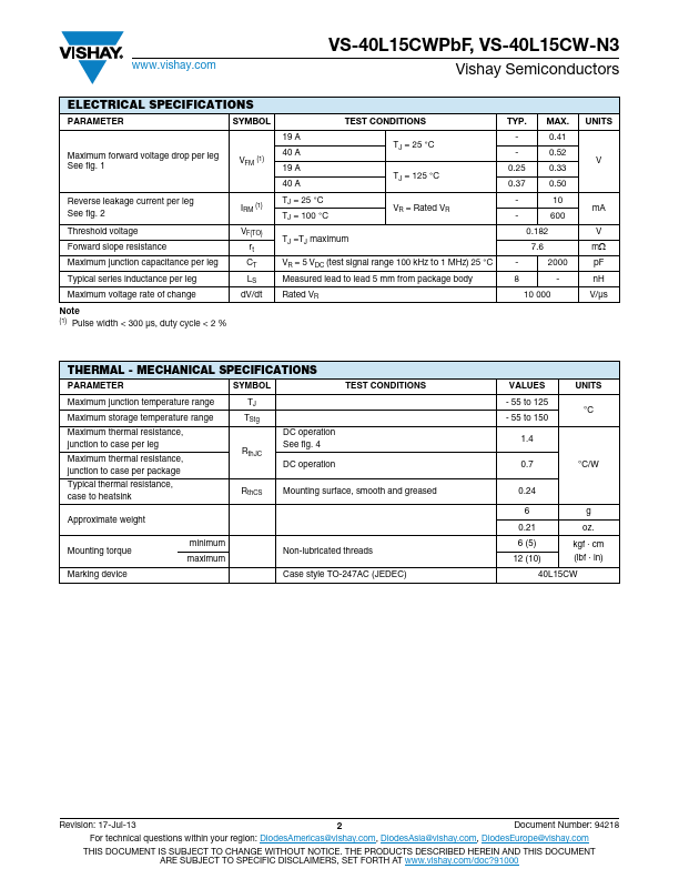 VS-40L15CWPbF