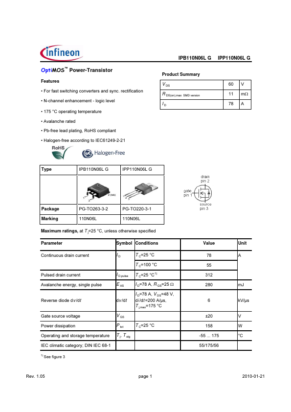 IPP110N06L