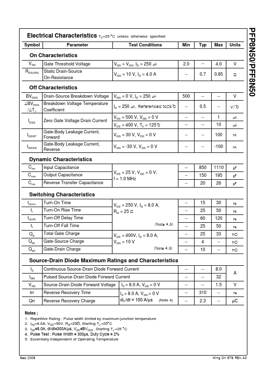 PFP8N50