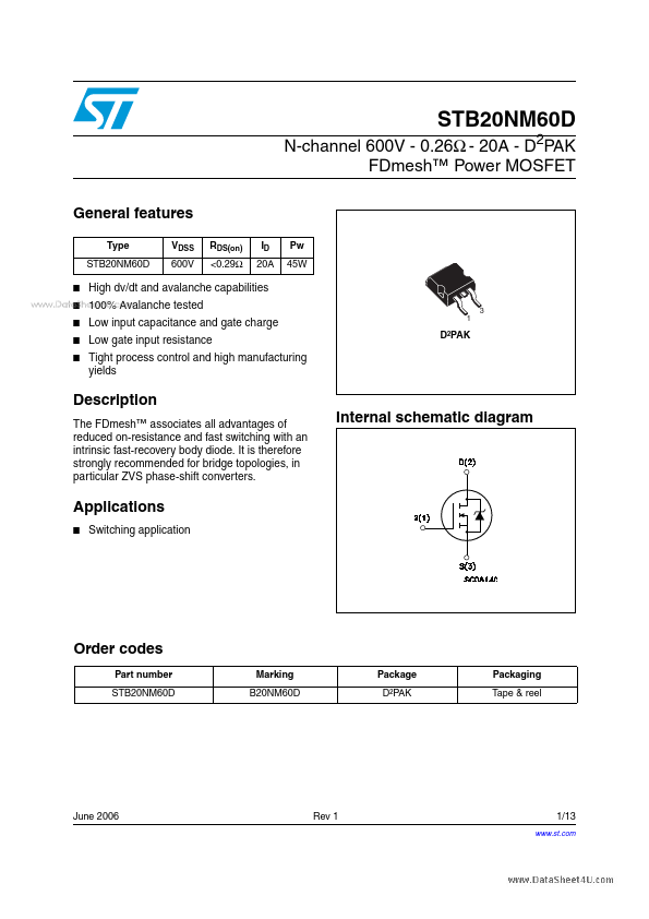 STB20NM60D