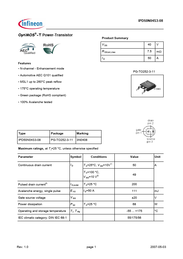 IPD50N04S3-08