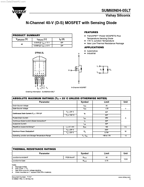 SUM60N04-05LT