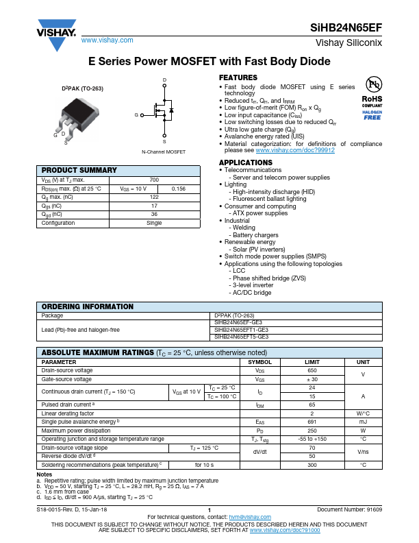 SIHB24N65EF