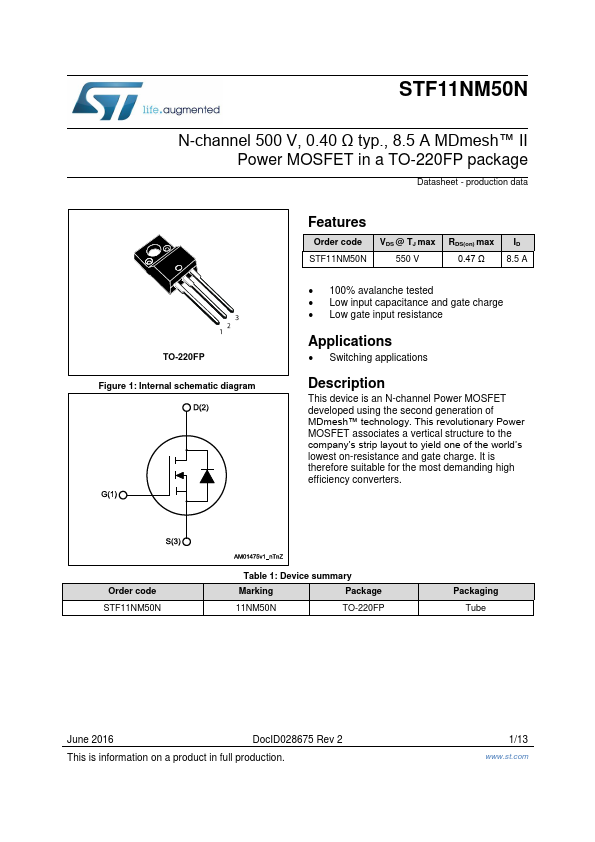 STF11NM50N