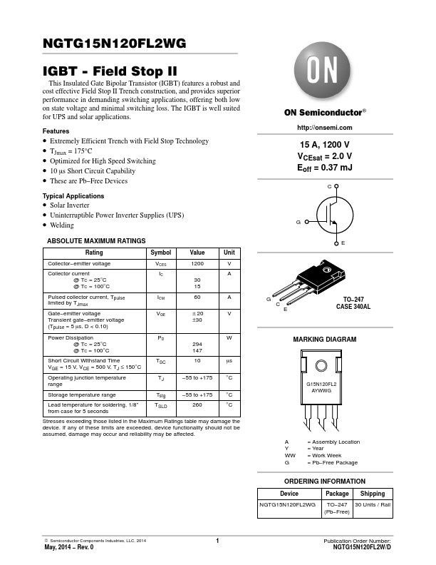 NGTG15N120FL2WG