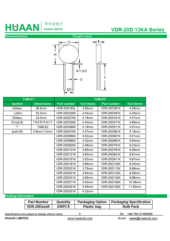 VDR-20D820KJ3