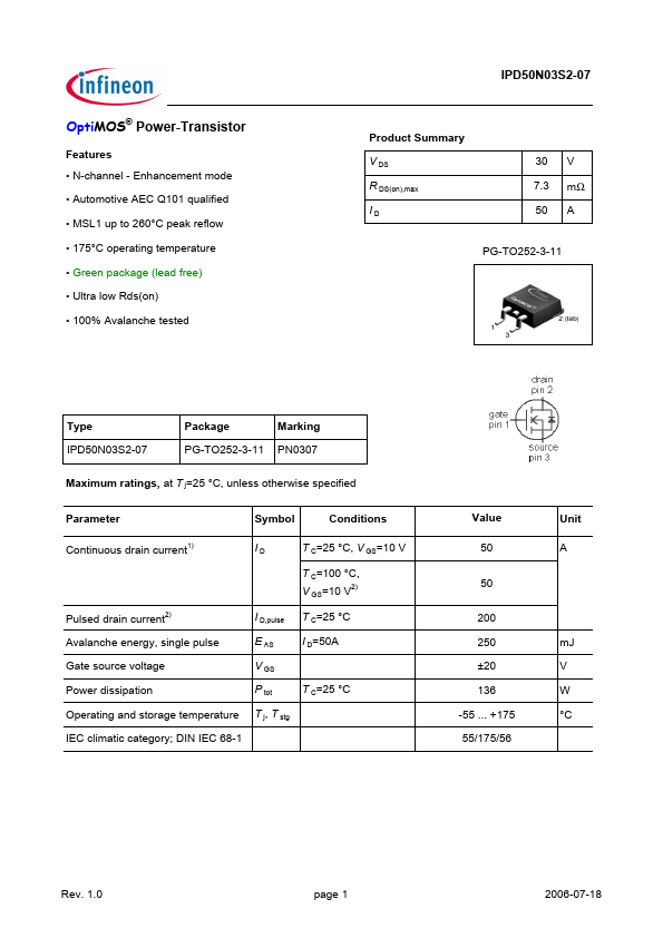 IPD50N03S2-07