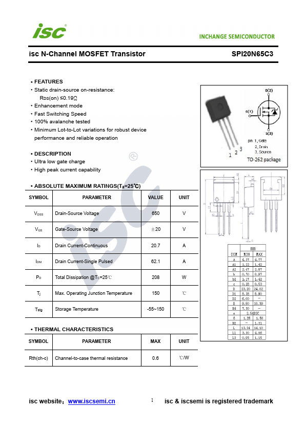 SPI20N65C3