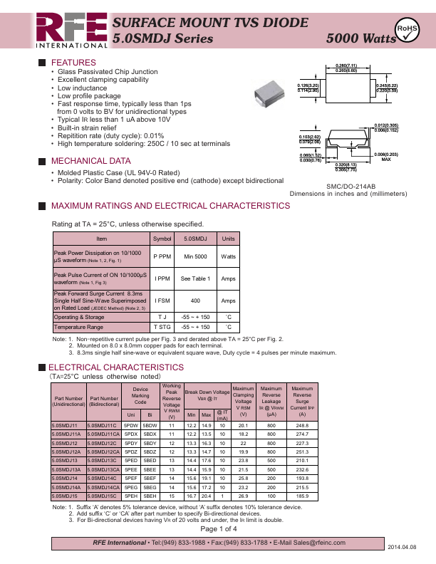 5.0SMDJ190CA