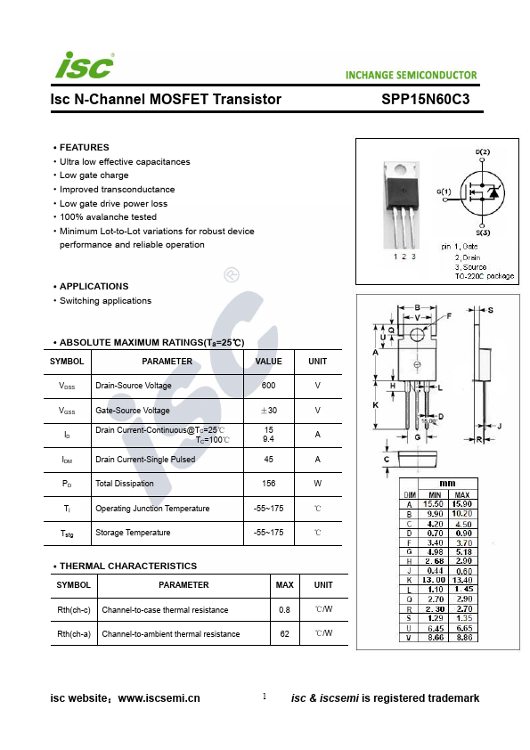 SPP15N60C3