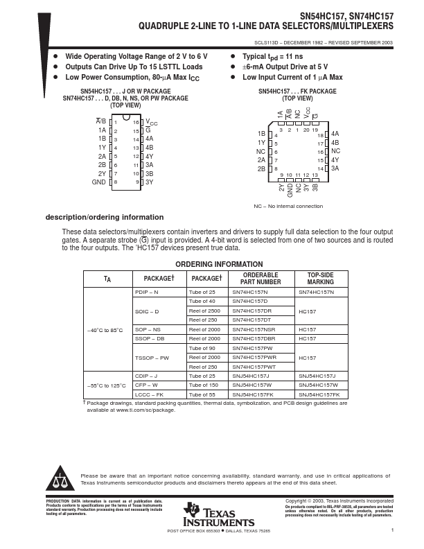 SNJ54HC157W