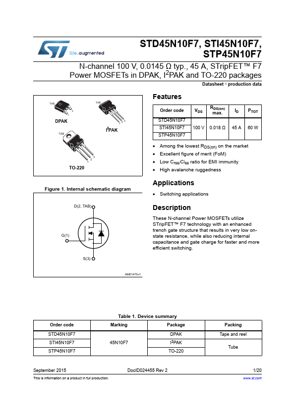 STD45N10F7