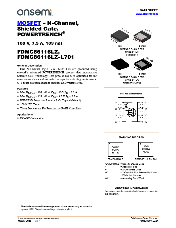 FDMC86116LZ-L701