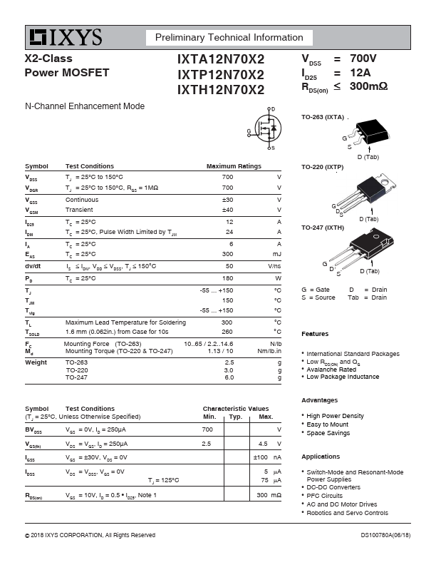 IXTH12N70X2