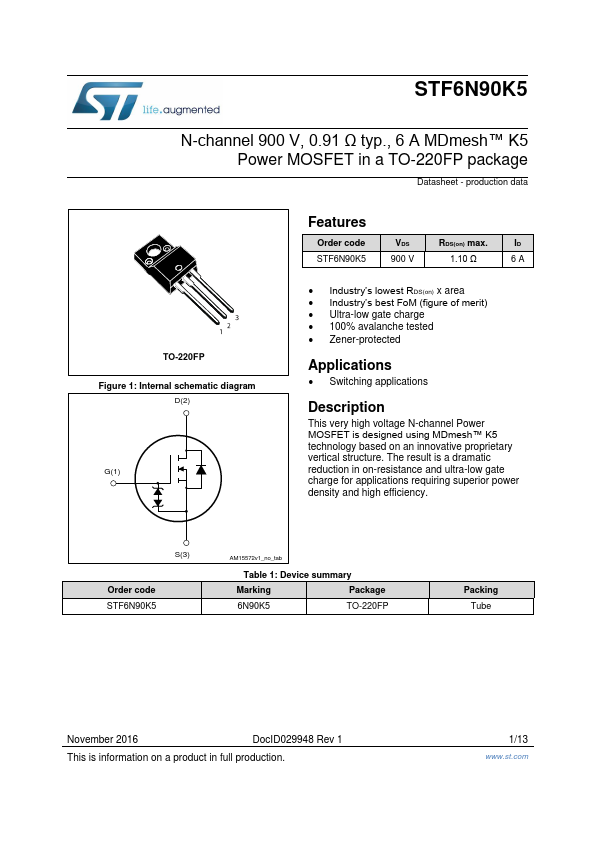 STF6N90K5