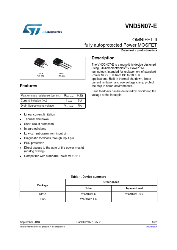 VND5N07-E