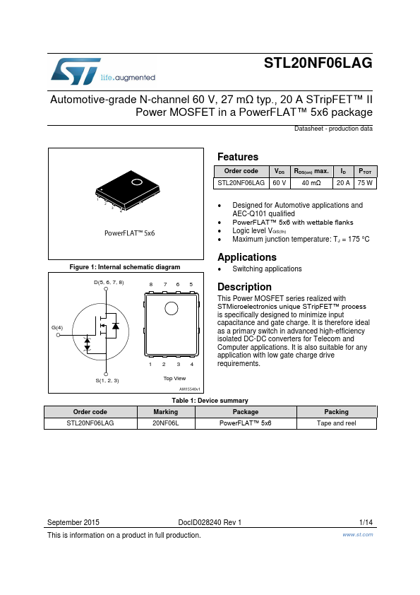 STL20NF06LAG