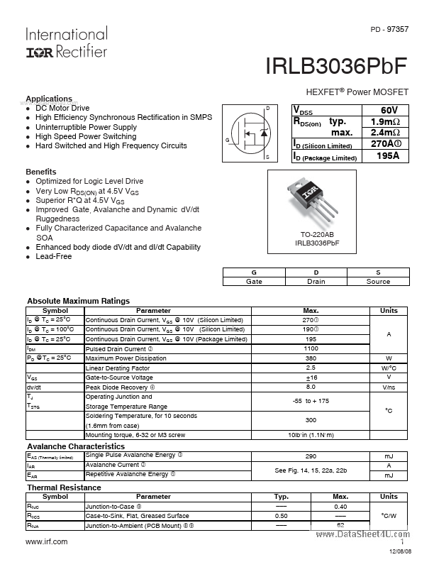 IRLB3036PBF