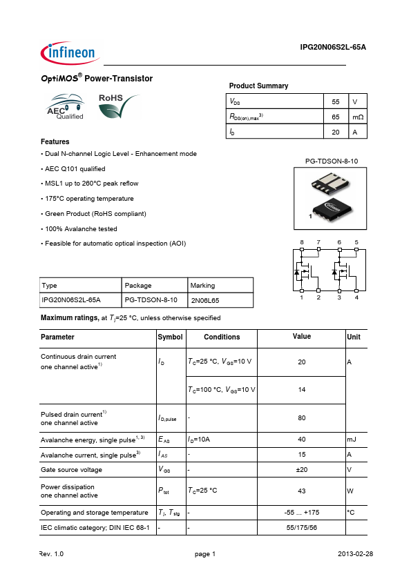 IPG20N06S2L-65A