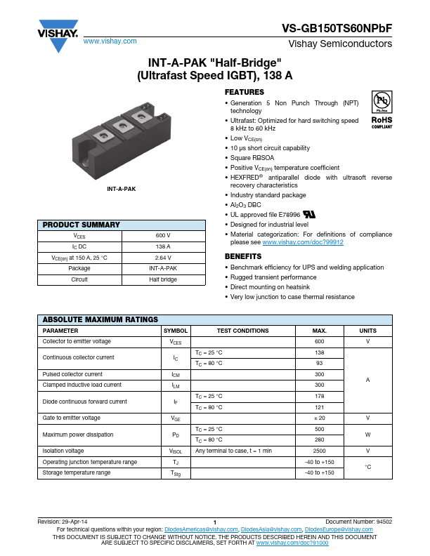 VS-GB150TS60NPbF