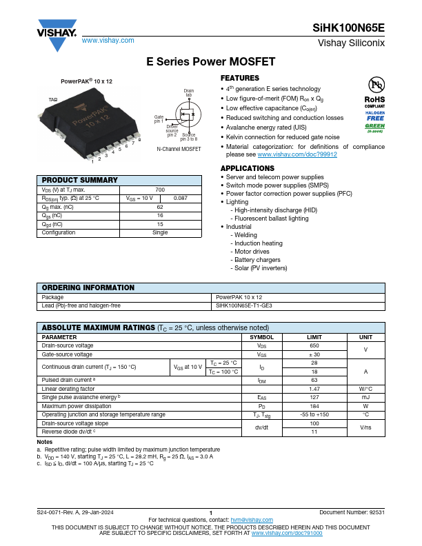 SiHK100N65E