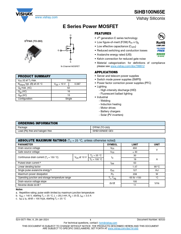 SiHB100N65E