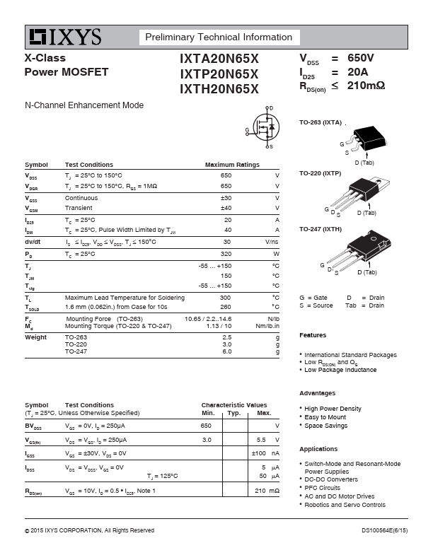 IXTH20N65X