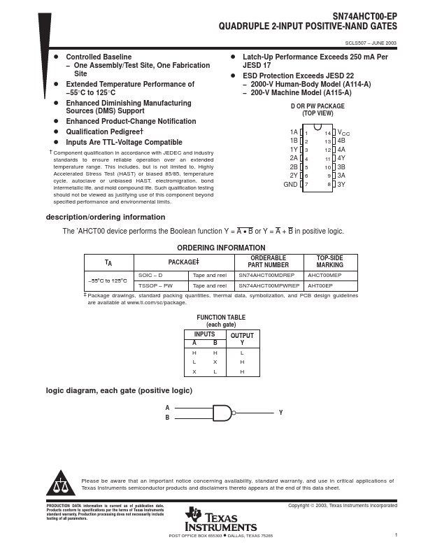 SN74AHCT00-EP