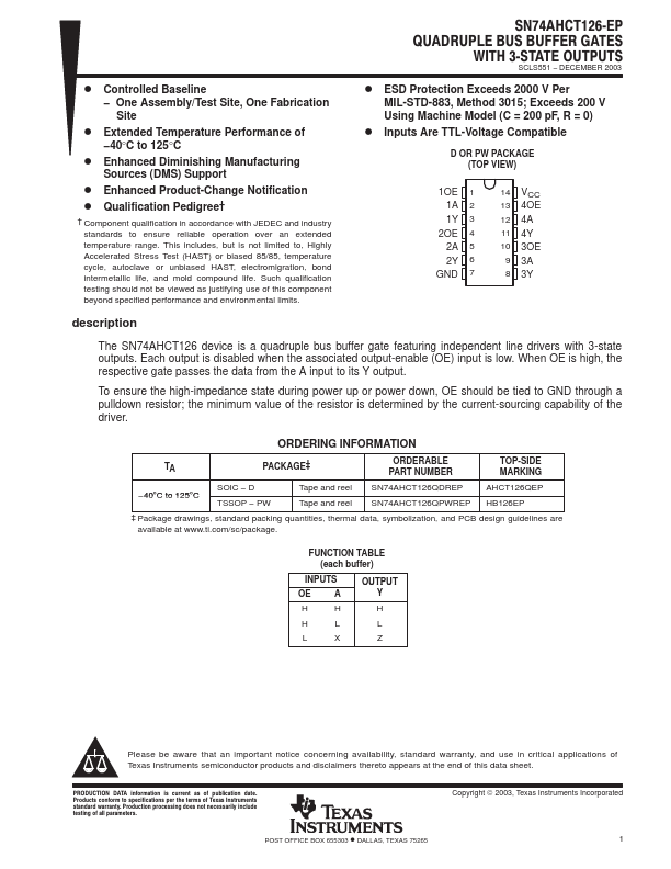 SN74AHCT126-EP