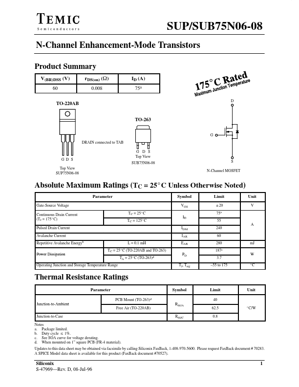 SUP75N06-08