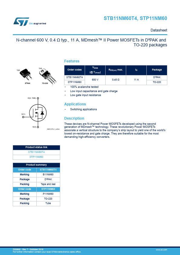 STB11NM60T4