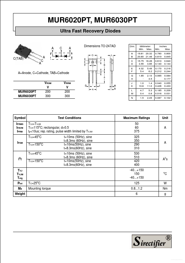 MUR6020PT