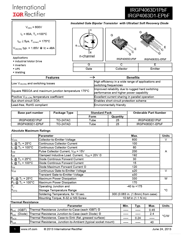 IRGP4063D1-EPBF